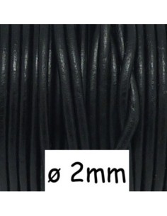 Cordon cuir rond 2mm de couleur noir