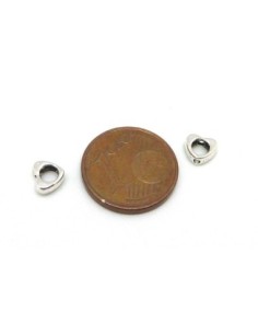 50 Petites Perles coeur évidé en métal argenté 5,1mm 2