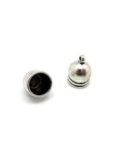 4 Embouts pour cordon de 9mm motif cloche en métal argenté vieilli