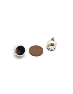 4 Embouts pour cordon de 9mm motif cloche en métal argenté vieilli 2