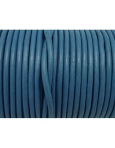 2m Cordon cuir rond 3mm bleu