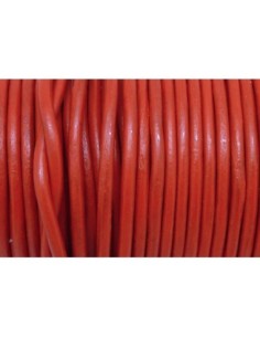 Cordon cuir rond 3mm de couleur rouge vif 2