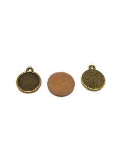 Support cabochon rond pendentif pour cabochon de 12mm en métal de couleur bronze 2