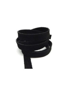 R-50cm de Cordon daim plat 10mm de couleur noir - DAIM...