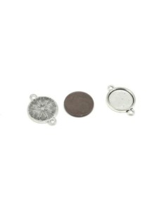 Support cabochon connecteur rond pour cabochon 14mm en métal argenté 2