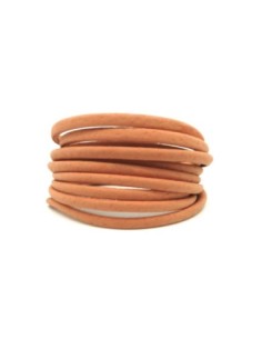 1,3M Cordon plat simili cuir, synthétique 3,5mm légèrement arrondi de couleur orange pastel mat
