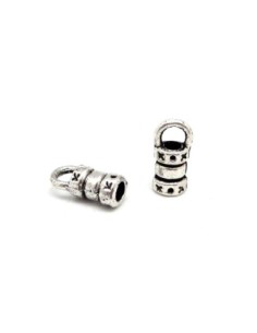 30 Embouts pour cordon de 2,5mm en métal argenté travaillé motif géométrique rond croix