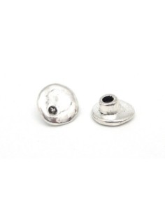 3 Embouts de finition fermoir cuir pastille, galet en métal argenté 14mm 2