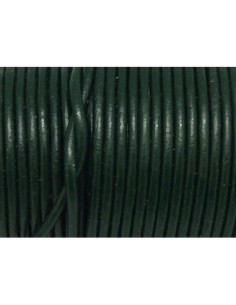 2m Cordon cuir rond 2,5mm de couleur vert bouteille, vert...