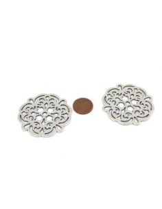 Pendentif estampe rosace 43mm en métal argenté 2