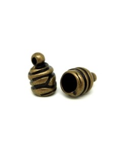 2 Embouts rond strié pour cordon de 10mm en métal de...