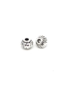 50 Perles toupie 5,2mm striée en métal argenté  2