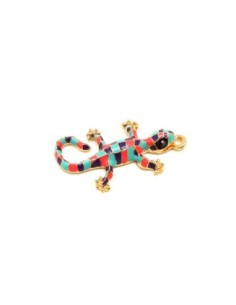 1 Breloque salamandre, pendentif lézard en métal doré...