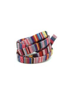  lanière ethnique en coton tissé 10mm rose rouge et violet