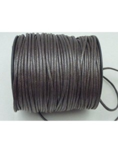 Cordon coton ciré marron brun, chocolat noir 2mm