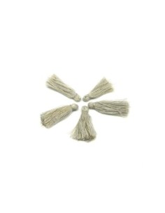 5 Pompons gris et doré en coton et polyester 3cm