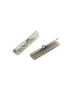 10 Embouts griffe serre ruban 30mm en métal argenté gravé de points