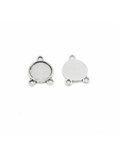 Supports cabochon connecteur intercalaire rond pour cabochon de 12mm en métal argenté 2