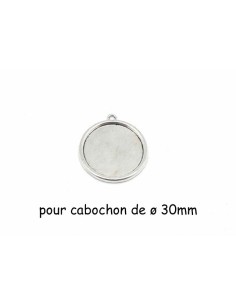 Pendentif pour cabochon rond de 30mm en métal argenté 