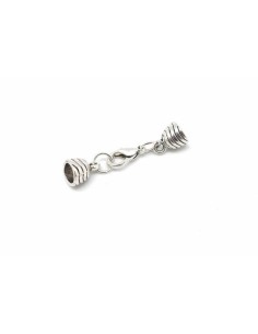 Fermoir mousqueton embout rond pour cordon de 6,5mm en métal argent travaillé 