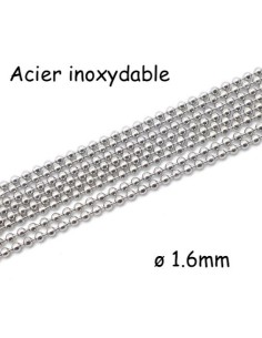 1m de chaînette bille 1,6mm fine et souple en acier inoxydable
