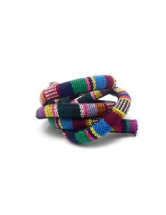 50cm Cordon ethnique en coton tissé 6mm couleur multicolore vert kaki, bleu turquoise, blanc et noir