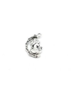2 Breloques, pendentifs camé mobile en métal argenté travaillé 24mm x 15mm