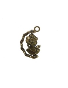 2 Breloques, pendentifs camé mobile en métal argenté travaillé 24mm x 15mm 2