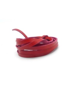 1m Cuir plat largeur 4mm de couleur rouge coquelicot - CUIR VERITABLE - 4mm x 1,7mm