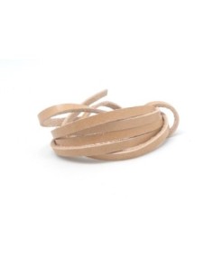 1m Cuir plat largeur 4mm beige marron clair naturel - CUIR VERITABLE - 4mm x 1,7mm