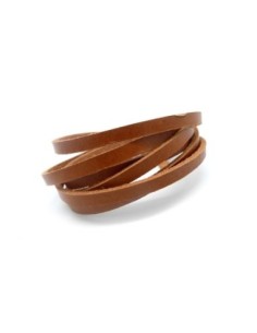 1m Cuir plat largeur 4mm de couleur marron camel - CUIR VERITABLE - 4mm x 1,7mm