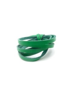 1m Cuir plat largeur 4mm vert herbe - CUIR VERITABLE - 4mm x 1,7mm