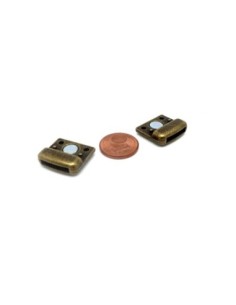 Fermoir aimanté manchette pour lanière cuir de 12mm en métal de couleur bronze 2