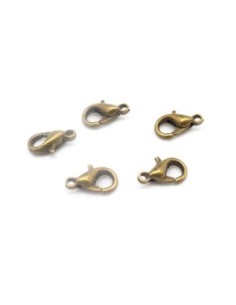 Fermoir mousqueton 10mm en métal de couleur bronze