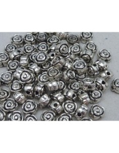 Perles connecteur fleur rose en métal argenté 6,5 mm 2
