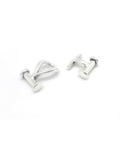 Lot de 2 Fermoirs toggle crochet ancre en métal argenté pour lanière de 4mm 2