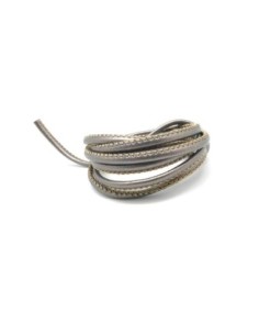 1m Cordon simili cuir 3mm de couleur noir avec couture - cuir synthétique esprit chic