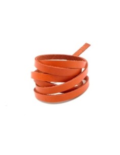 1m Cuir plat largeur 6mm de couleur orange - CUIR VERITABLE - 6mm x 1,8mm