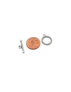 Lot de 10 Fermoirs toggle rond strié en métal argenté  2