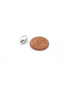 10 Perles grain de riz, ovale, olive en métal argenté lisse 8,3mm x 5,5mm 2