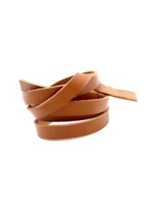 1m Lanière Cuir plat 10mm de couleur marron camel - CUIR VERITABLE