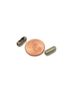 25 fermoirs chaine bille boule connecteur embout chaine pour chainette de 3mm en métal de couleur bronze 2