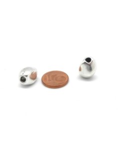3 grosses Perles en métal argenté galets irrégulière asymétrique 13mm x 10mm  2