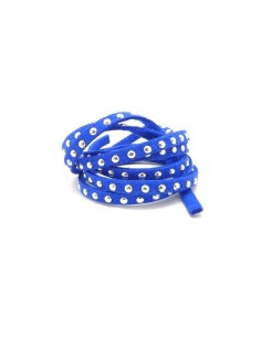 1m cordon de suédine cloutée bleu outre mer, saphir et clou argent 4,5mm x 2mm - Aspetc daim