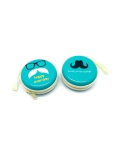 Boite de rangement à secret, porte-monnaie motif moustache à fermeture éclair diamètre 7cm