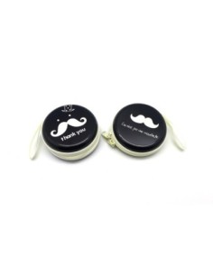 Boite de rangement à secret, porte-monnaie motif moustache à fermeture éclair diamètre 7cm