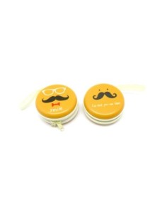 Boite de rangement à secret, porte-monnaie motif moustache à fermeture éclair diamètre 7cm