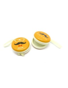 Boite de rangement à secret, porte-monnaie motif moustache à fermeture éclair diamètre 7cm 2