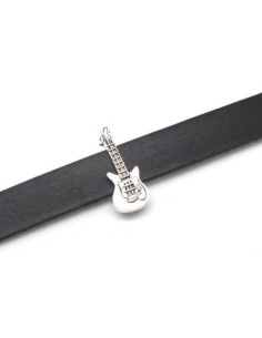 perle passant guitare pour lanière de 10mm en métal argenté 