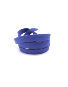 1m Cordon plat 10mm daim synthétique de couleur bleu majorelle - suédine
